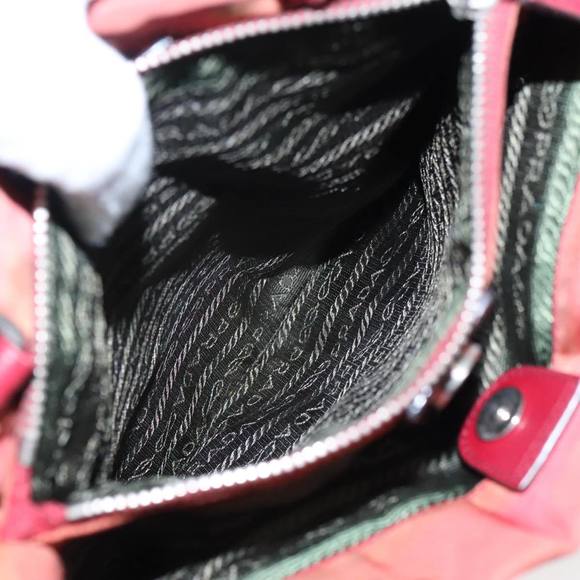 PRADA Hand Bag Nylon Red Silver Auth 95372 - Picture 11 of 16